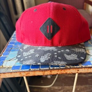 Stylish Red Kids Hat with Paisley Brim